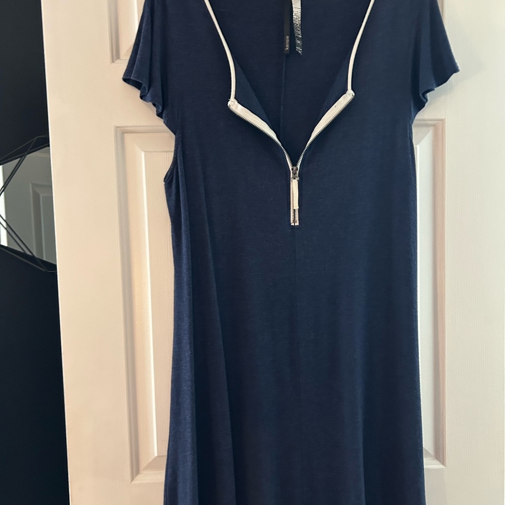 Kensie Navy Blue Dress with White Trim